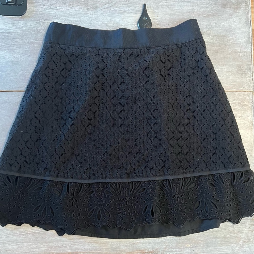 LOFT Black Eyelet Mini Skirt Size 4